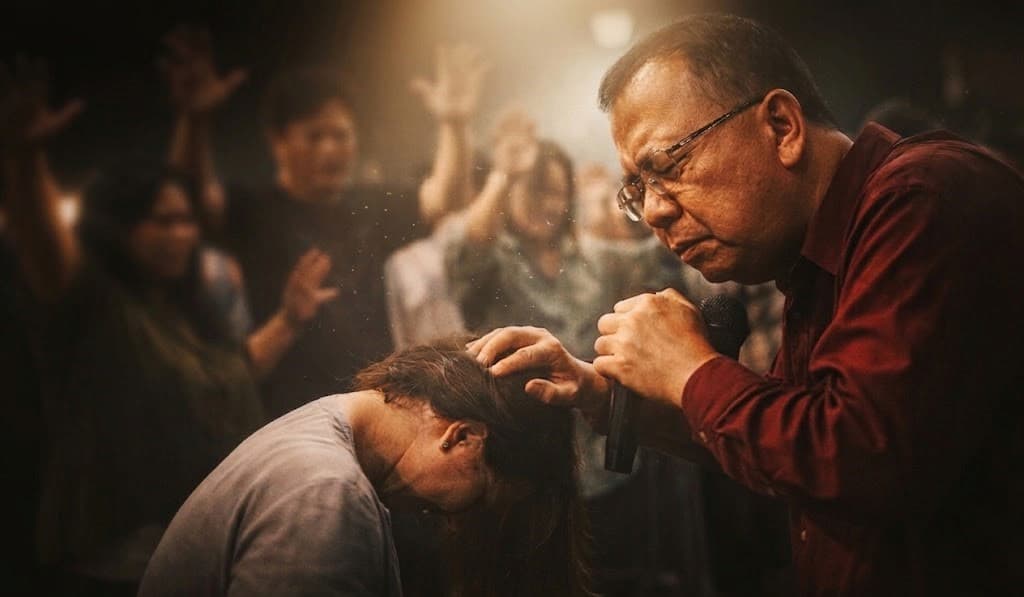 Healing and deliverance ministry Indonesia – Dr. Padriadi Wiharjokusumo praying for a woman